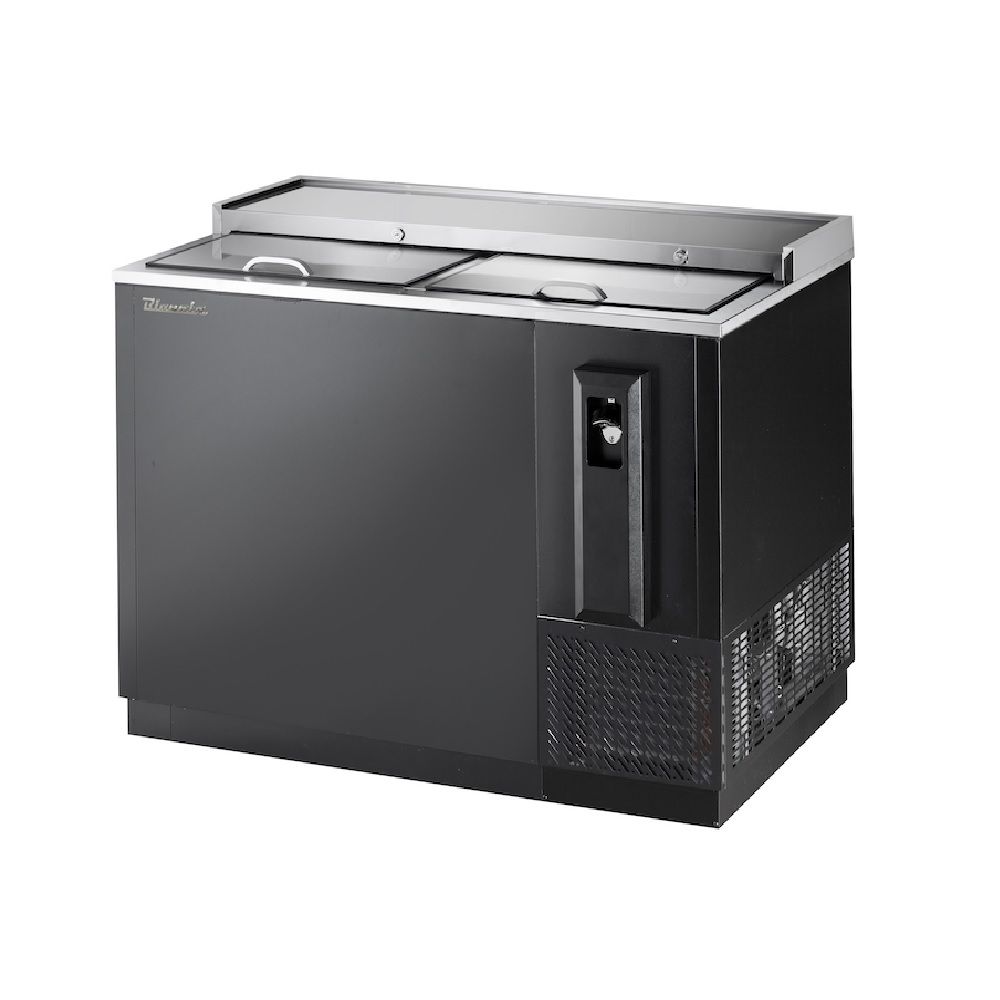 Blue Air BBC-50B-HC, 50-inch Black Horizontal Bottle Cooler with Sliding Top Lid, 14.8 Cu. Ft.