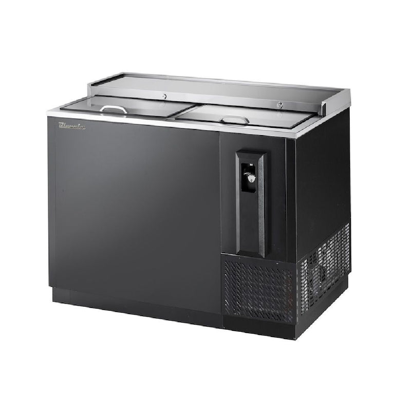 Blue Air BBC-50B-HC, 50-inch Black Horizontal Bottle Cooler with Sliding Top Lid, 14.8 Cu. Ft.