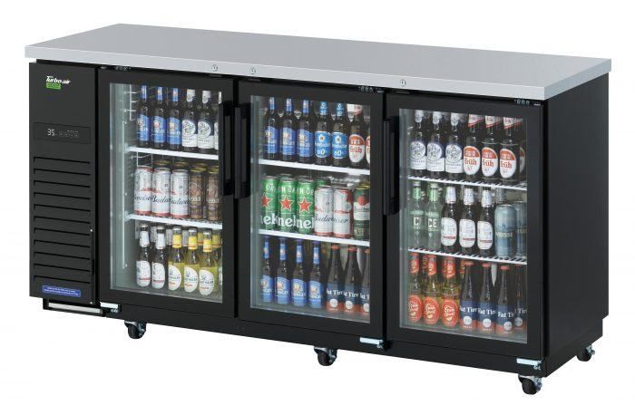 Turbo Air TBB-24-72SGD-N 72-Inch 3 Glass Door Underbar Back Bar, Black Vinyl Exterior