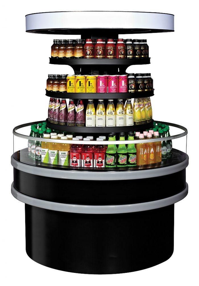 Turbo Air TIOM-48RRB-N, 48-inch Circle Island Display Case, Black Self-Serve Merchandiser