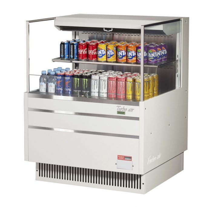 Turbo Air TOM-36L-UF-W-2S-N, 34-inch Horizontal Low Profile White Open Display Case, 1 Shelf