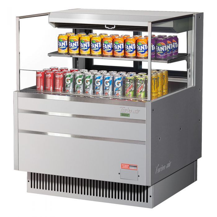 Turbo Air TOM-36L-UFD-S-2S-N, 34-inch 1 Shelf Low Profile Open Display Case, Rear Sliding Doors