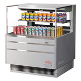 Turbo Air TOM-36L-UFD-S-2S-N, 34-inch 1 Shelf Low Profile Open Display Case, Rear Sliding Doors