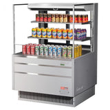 Turbo Air TOM-36L-UFD-S-3S-N, 34-inch 2 Shelf Low Profile Open Display Case, Rear Sliding Doors