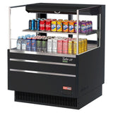 Turbo Air TOM-36L-UFD-B-2S-N, 34-inch 1 Shelf Low Profile Black Open Display Case, Rear Sliding Door