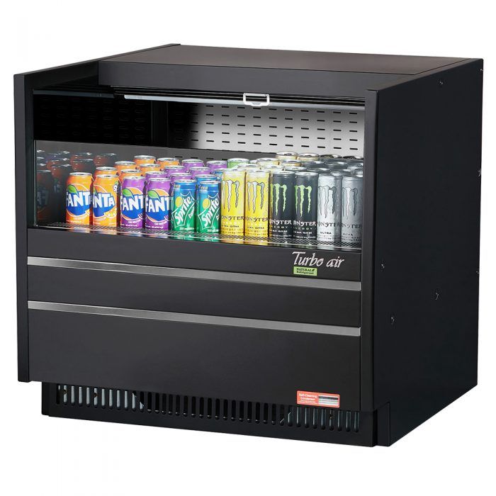 Turbo Air TOM-36UC-B-N, 36.25-inch Black Horizontal Low Profile Open Display Case, Drop-in