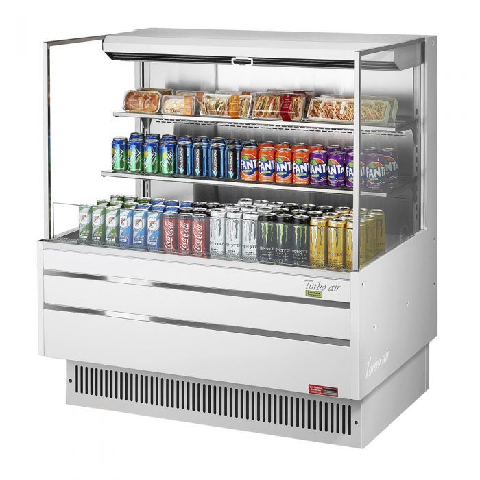 Turbo Air TOM-48L-UF-W-3S-N, 46-inch Horizontal Low Profile White Open Display Case, 2 Shelf