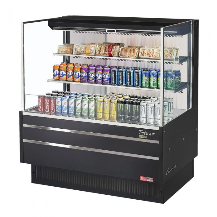 Turbo Air TOM-48L-UF-B-3S-N, 46-inch Horizontal Low Profile Black Open Display Case, 2 Shelf