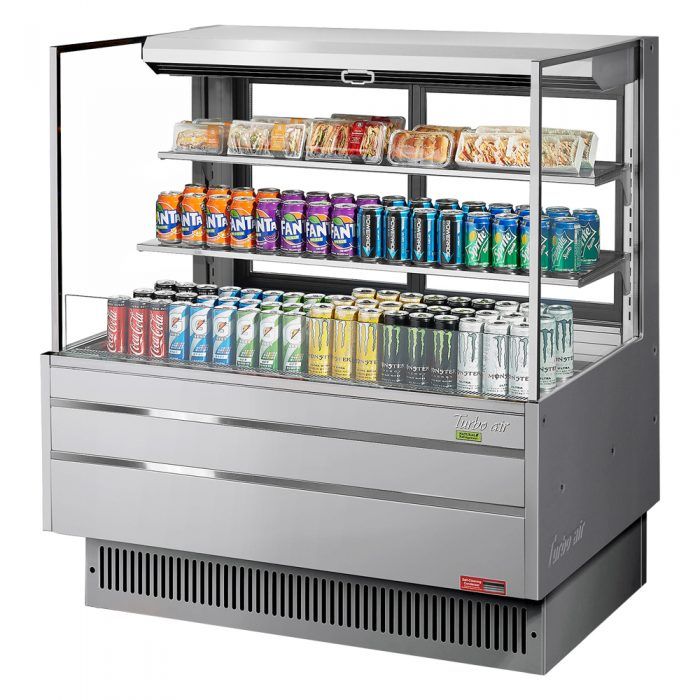 Turbo Air TOM-48L-UFD-S-3S-N, 46-inch 2 Shelf Low Profile Open Display Case, Rear Sliding Doors
