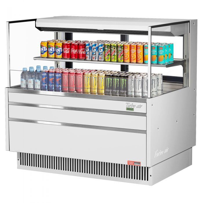 Turbo Air TOM-48L-UFD-W-2S-N, 46-inch 1 Shelf Low Profile White Open Display Case, Rear Sliding Door
