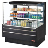 Turbo Air TOM-48L-UFD-B-3S-N, 46-inch 2 Shelf Low Profile Black Open Display Case, Rear Sliding Door