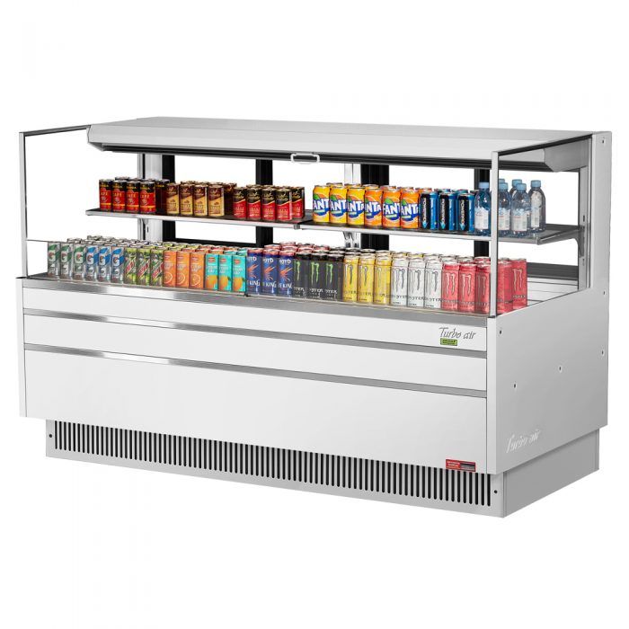 Turbo Air TOM-72L-UFD-W-2S-N, 71-inch 1 Shelf Low Profile White Open Display Case, Rear Sliding Door