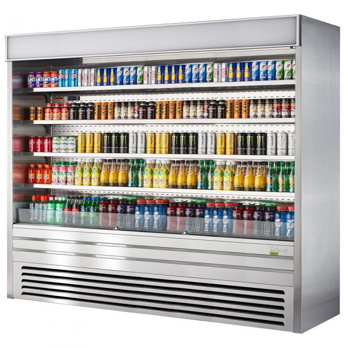 Turbo Air TOM-96ES-N 92-Inch Vertical Stainless Steel Open Display Merchandiser, Air Curtain