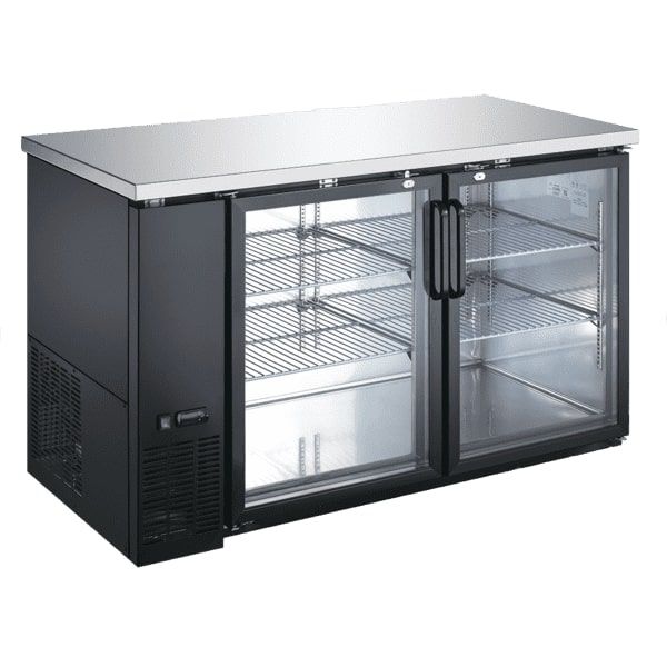 Admiral Craft USBB-5928G, 59-inch 2 Glass Doors Black Back Bar Cooler