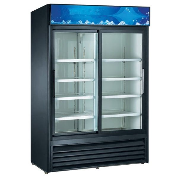 Admiral Craft USRFS-2D/B, 53-inch 2 Swing Glass Doors Black Merchandising Refrigerator, 47 Cu.Ft.