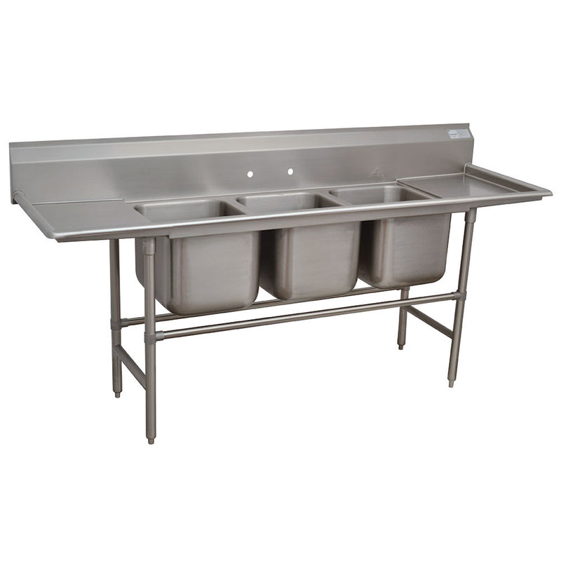 Advance Tabco 94-3-54-18RL 91" 3 Compartment Sink w/ 16"L x 20"W Bowl, 14" Deep