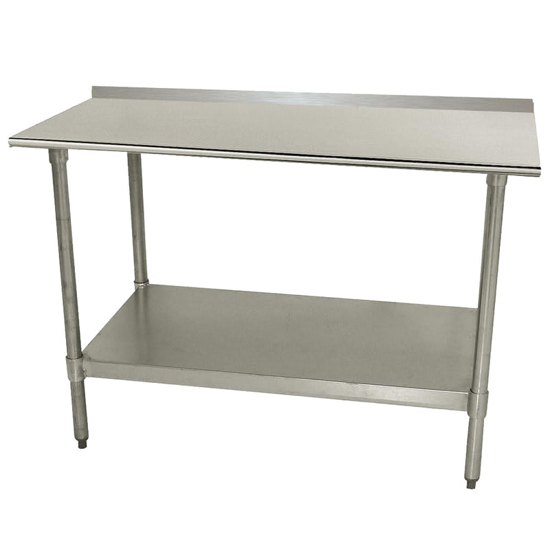 Advance Tabco TTF-246 72" 18 ga Work Table w/ Undershelf & 430 Series Stainless Top, 1 1/2" Backsplash