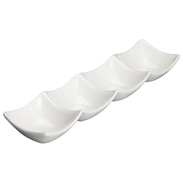 WDP017-105 - 11-7/8" x 3" Porcelain Quartet Bowl, Bright White, 36 pcs/case