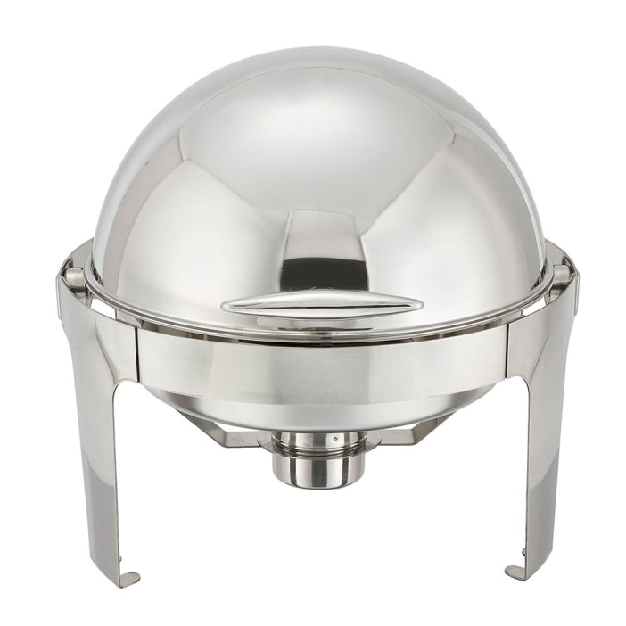 Winco 602 Round Chafer w/ Roll-Top Lid & Chafing Fuel Heat