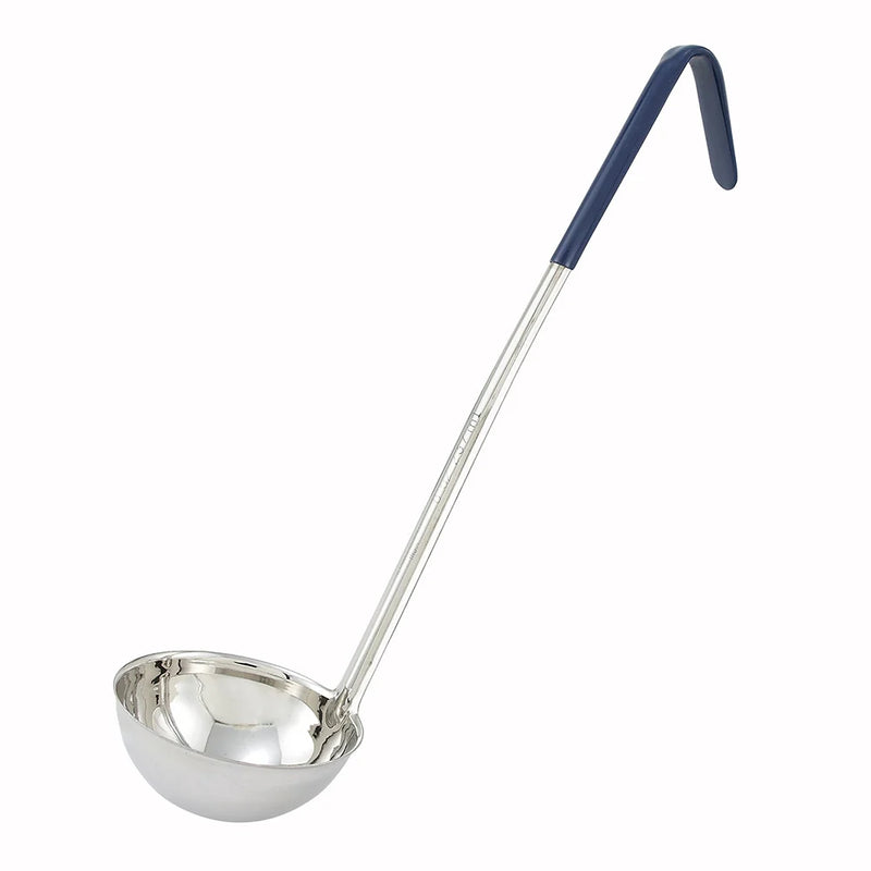 Winco LDC-8 8 oz Ladle - Stainless Steel, Blue Handle