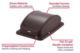 Winco PTCL-23B Rectangle Dome Trash Can Lid - Plastic, Brown