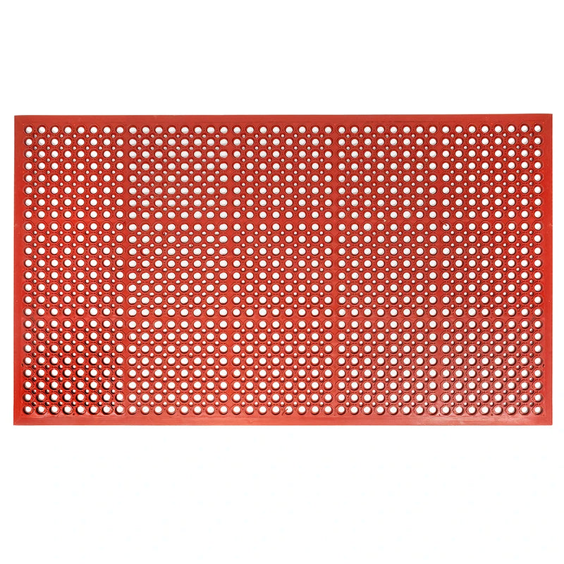 Winco RBM-35R Grease Proof Floor Mat w/ Beveled Edges, Rubber, 3' x 5' x 1/2", Red