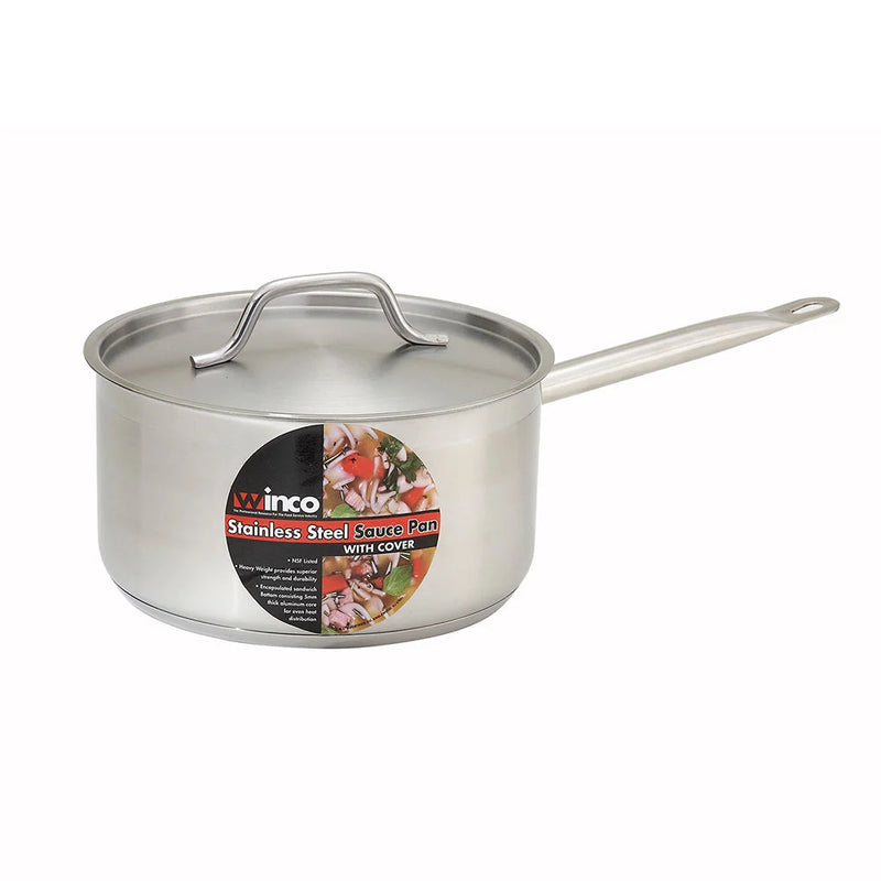 Winco SST-8 8 qt Stainless Steel Stock Pot w/ Cover - Induction Ready