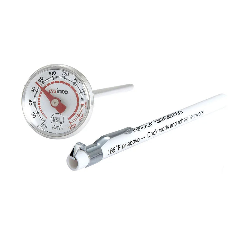 Winco TMT-P1 1" Dial Type Pocket Thermometer w/ 5" Stem, 0 to 220 Degrees F
