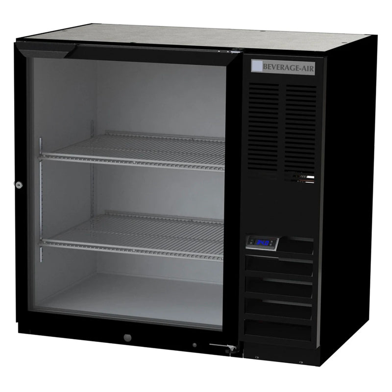 Beverage-Air BB36HC-1-G-B 36" Bar Refrigerator - 1 Swinging Glass Door, Black, 115v