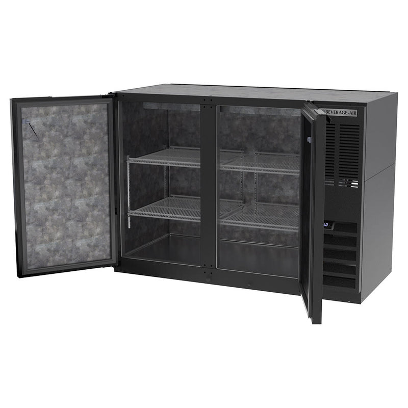 Beverage Air BB48HC-1-B 48" Bar Refrigerator - 2 Swinging Solid Doors, Black, 115v