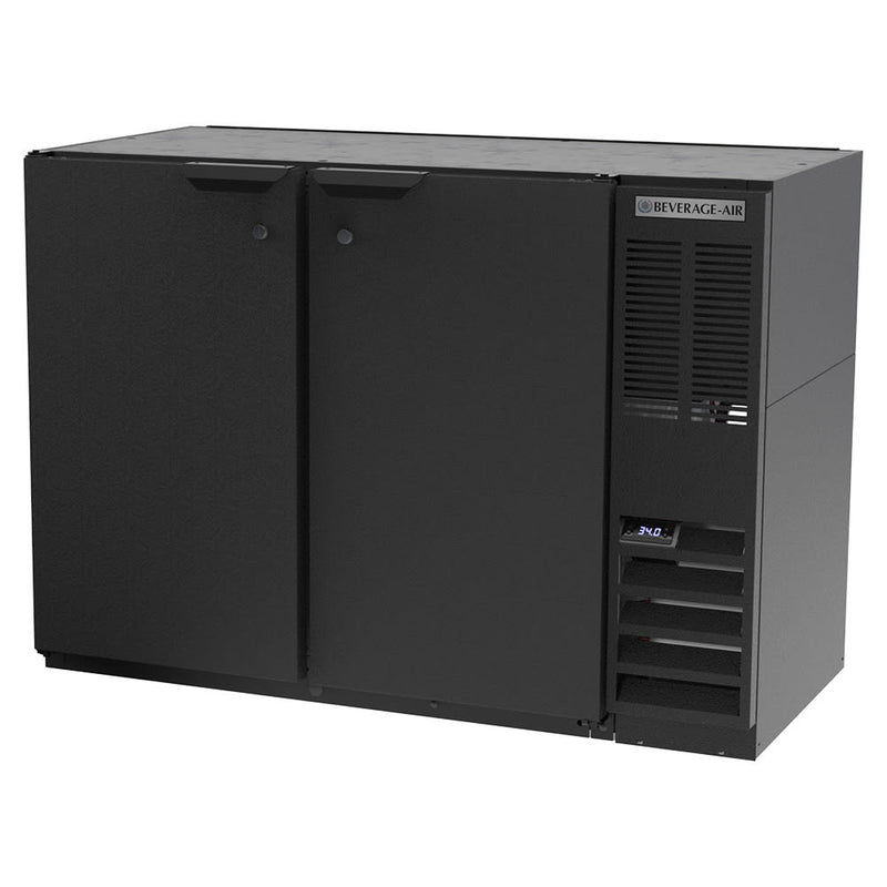 Beverage Air BB48HC-1-B 48" Bar Refrigerator - 2 Swinging Solid Doors, Black, 115v