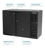 Beverage Air BB48HC-1-B 48" Bar Refrigerator - 2 Swinging Solid Doors, Black, 115v