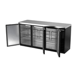 Beverage Air BB72HC-1-B-27 72" Bar Refrigerator - 3 Swinging Solid Doors, Black, 115v
