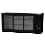 Beverage-Air BB72HC-1-GS-B 72" Bar Refrigerator - 3 Sliding Glass Doors, Black, 115v