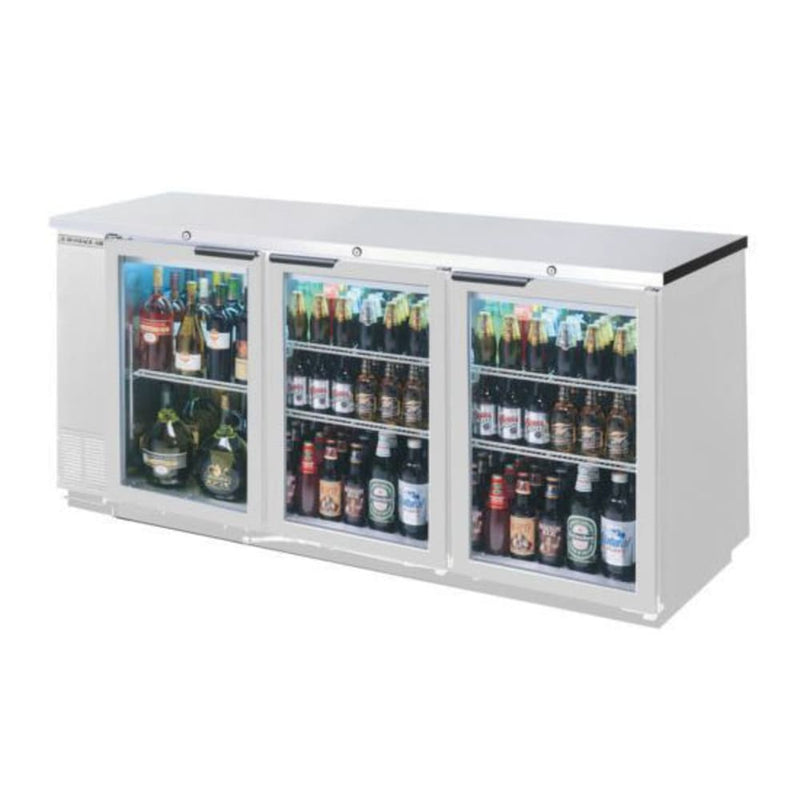 Beverage Air BB94HC-1-G-S 95" Bar Refrigerator - 3 Swinging Glass Doors, Stainless, 115v