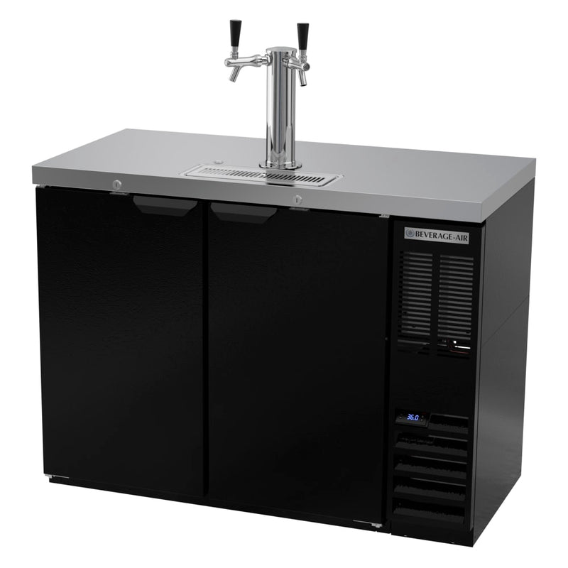 Beverage Air DD48HC-1-B 48" Kegerator Beer Dispenser w/ (2) Keg Capacity - (1) Column, Black, 115v