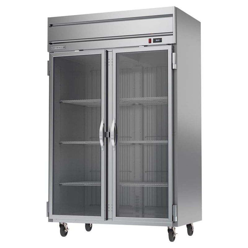 Beverage Air HR2HC-1G 52" Two Section Reach In Refrigerator, (2) Left/Right Hinge Glass Doors, 115v