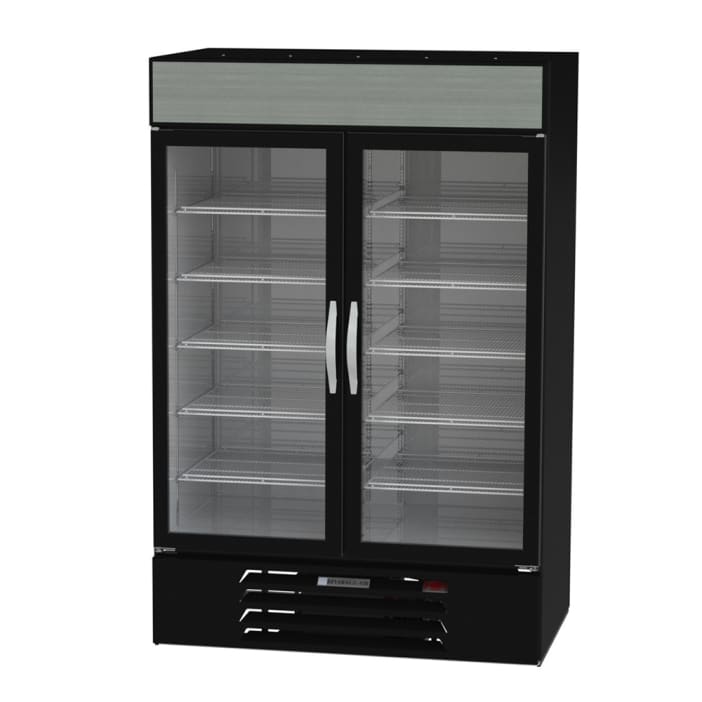 Beverage Air MMF49HC-1-B 52" Two Section Display Freezer w/ Swing Doors - Bottom Mount Compressor, Black, 115v
