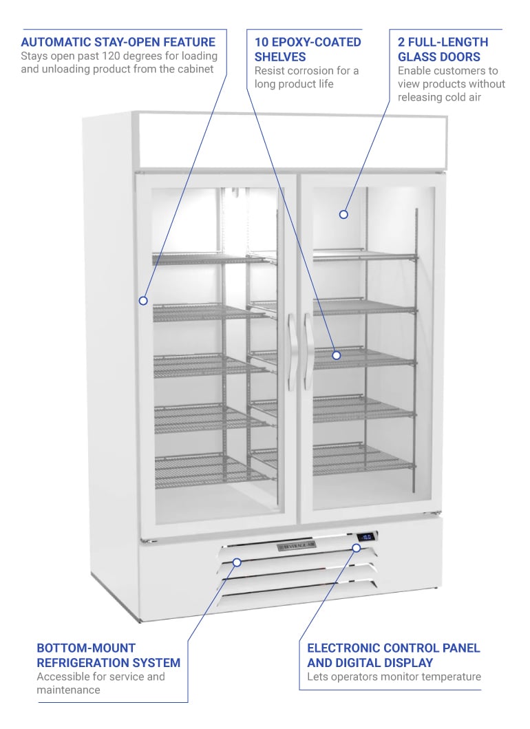Beverage Air MMR49HC-1-W 52" Two Section Glass Door Merchandiser, (2) Left/Right Hinge Doors, 115v