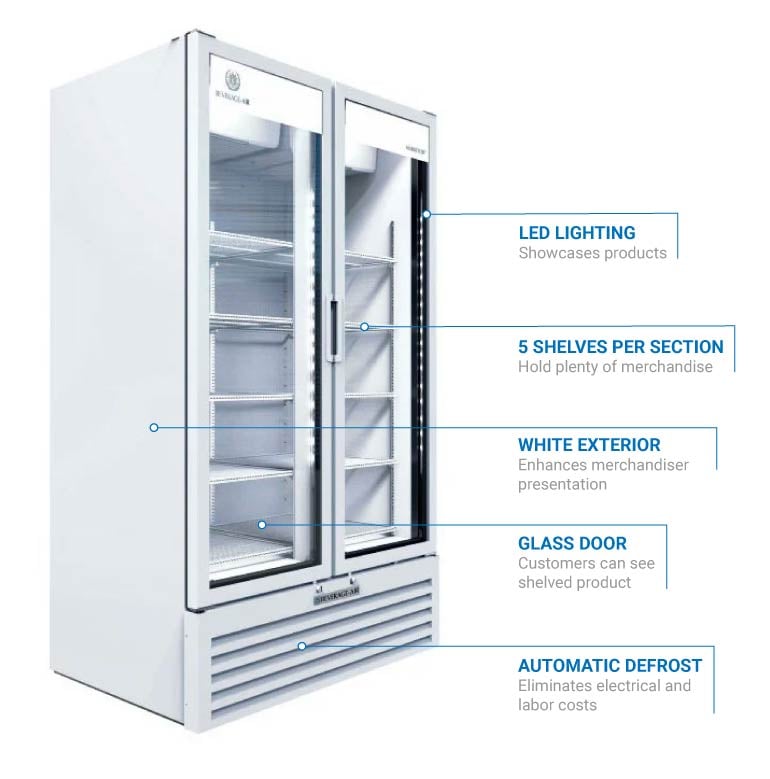 Beverage Air MT53-1W 54" Two Section Glass Door Merchandiser, (2) Left/Right Hinge Doors, 115v