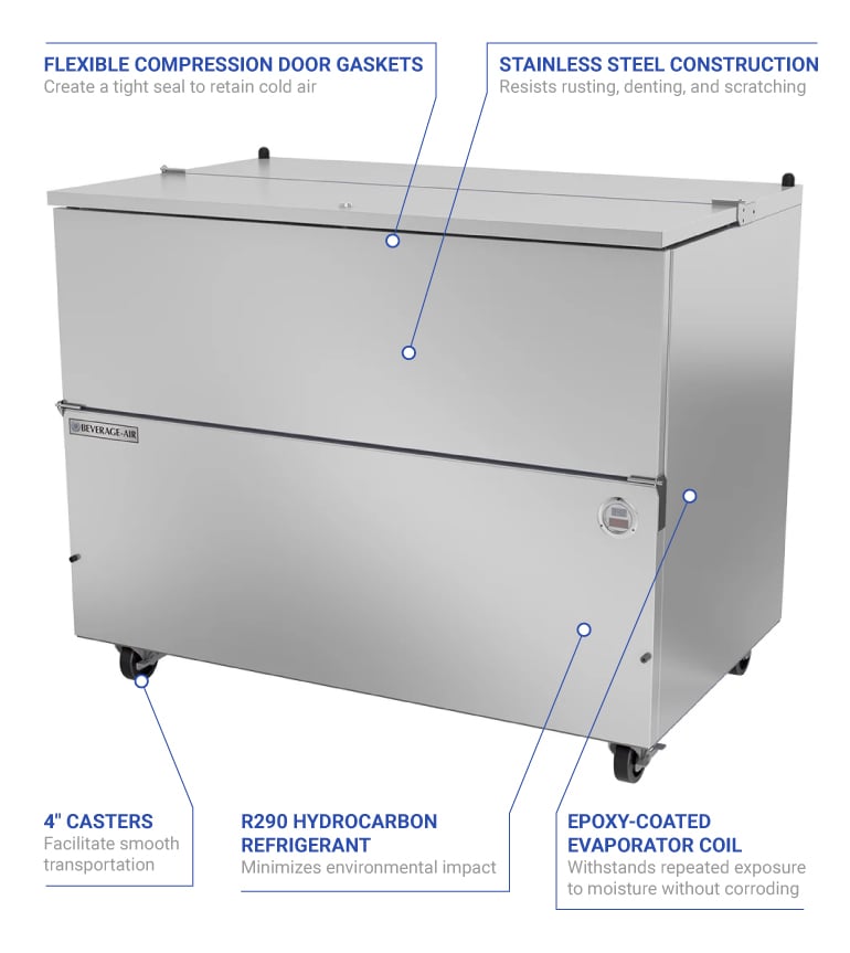 Beverage Air SM49HC-S Milk Cooler w/ Top & Side Access - (768) Half Pint Carton Capacity, 115v