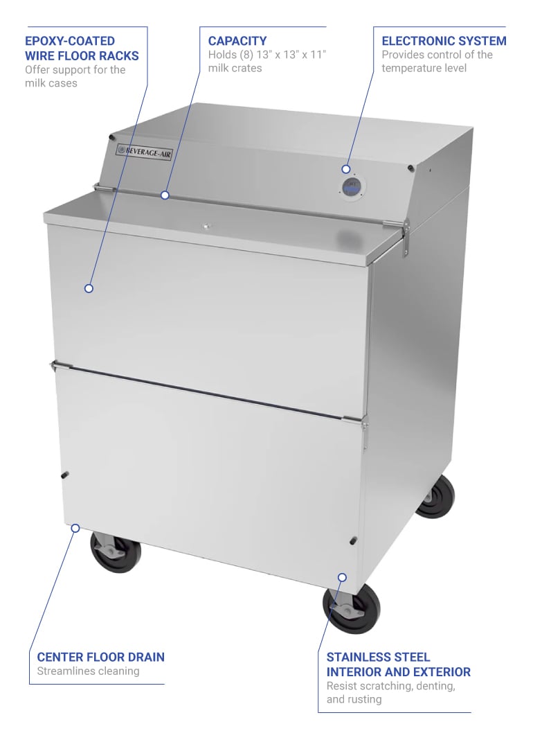 Beverage Air SMF34HC-1-S Milk Cooler w/ Top Access - (512) Half Pint Carton Capacity, 115v