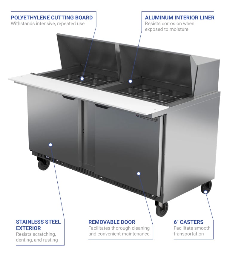 Beverage Air SPE60HC-24M 60" Sandwich/Salad Prep Table w/ Refrigerated Base, 115v