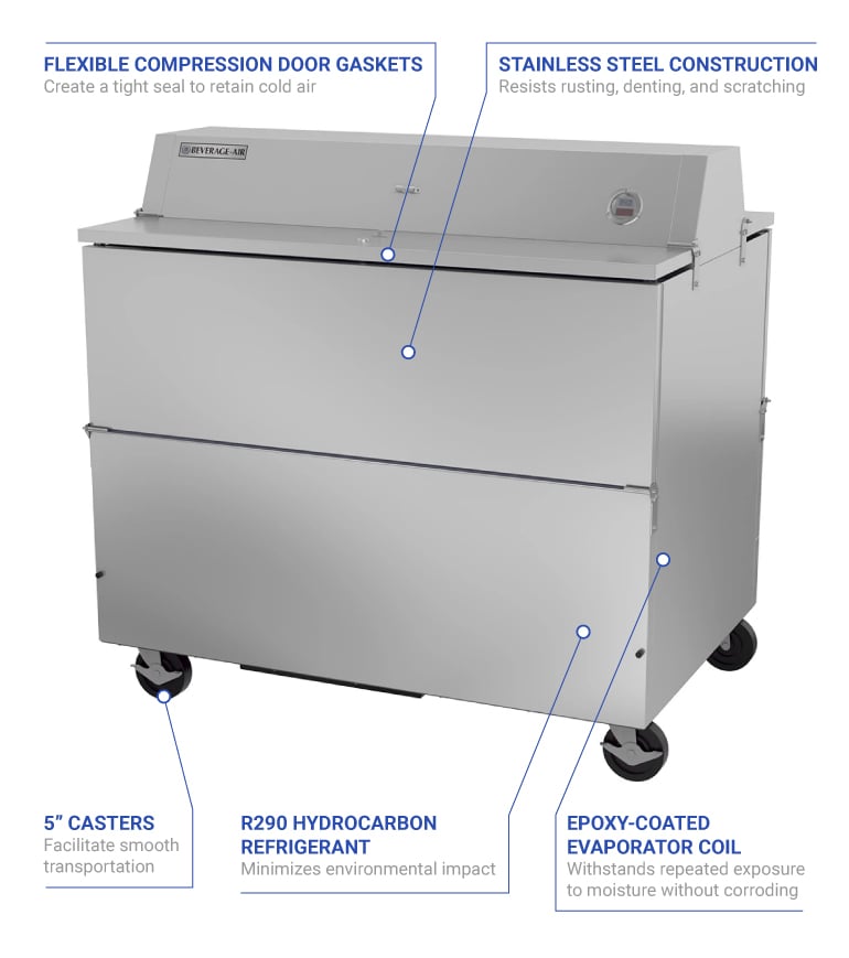 Beverage Air STF49HC-1-S Milk Cooler w/ Top & Side Access - (768) Half Pint Carton Capacity, 115v