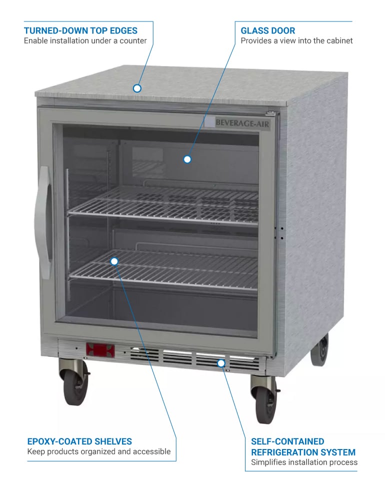 Beverage Air UCF27AHC-25 27" W Undercounter Freezer w/ (1) Section & (1) Door, 115v