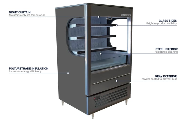 Beverage Air VMHC7-1-G 35 1/2" Vertical Open Air Cooler w/ (4) Levels - Gray, 115v