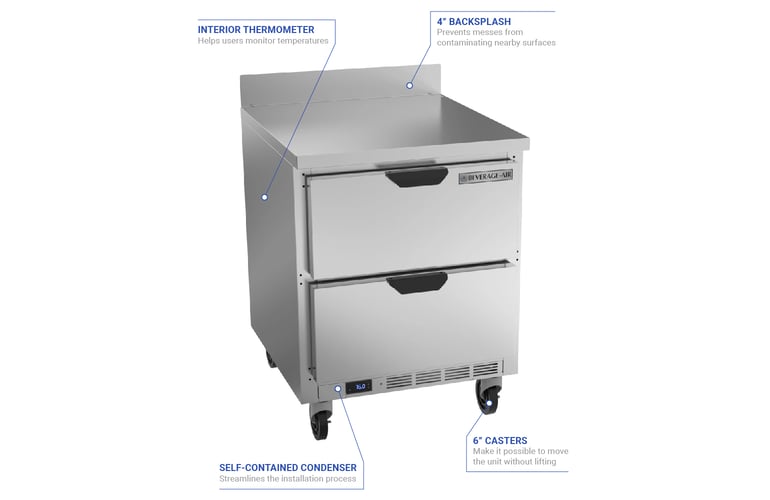 Beverage Air WTRD27AHC-2 27" Worktop Refrigerator w/ (1) Section, 115v