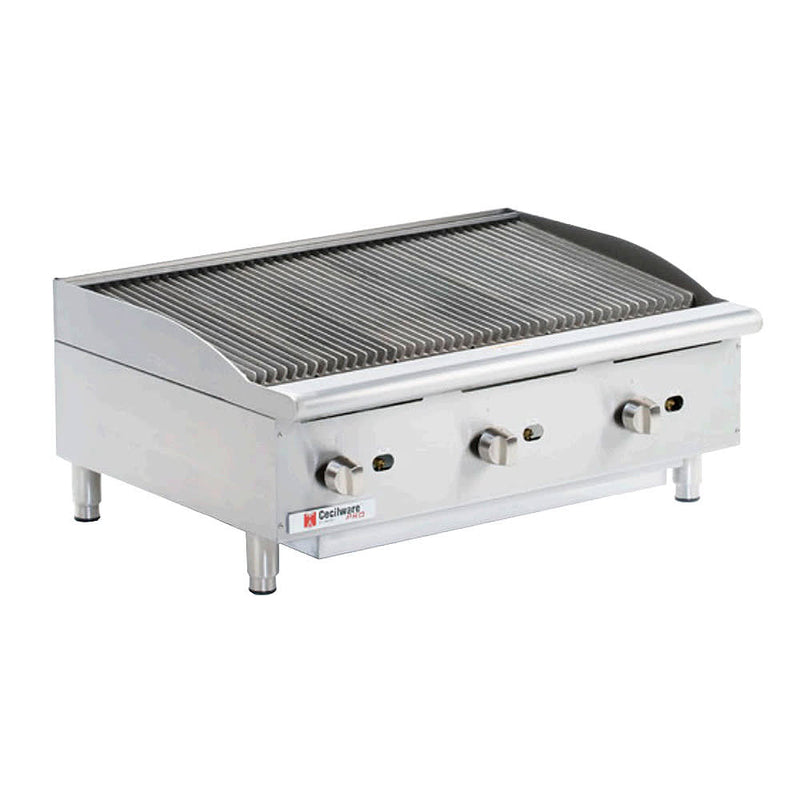 Cecilware Pro CCP36 36" Countertop Gas Charbroiler w/ Cast Iron Grates, (3) Burner