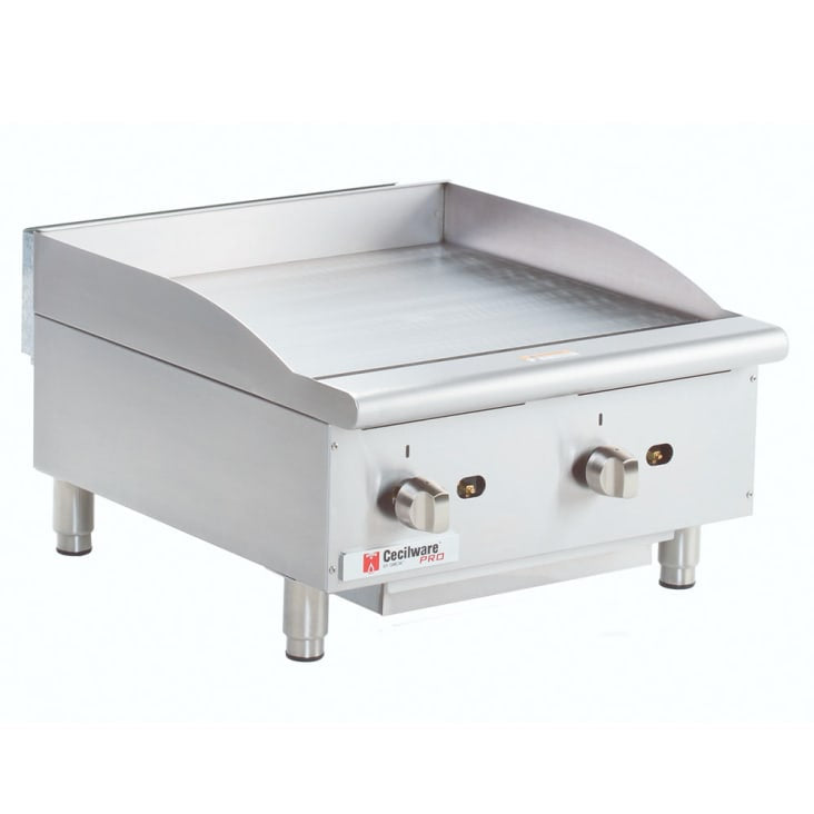 Cecilware Pro CE-G24TPF 24" Gas Griddle w/ Thermostatic Controls - 1" Steel Plate, Convertible