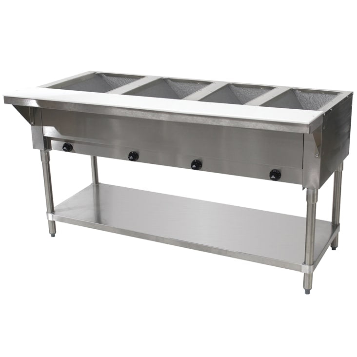 Advance Tabco HF-4G-NAT 62 3/8" Hot Food Table w/ (4) Wells & Cutting Board, Natural Gas